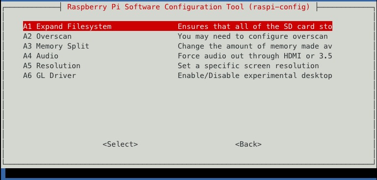 raspi-config expand filesystem